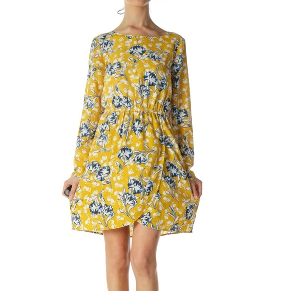 J. Crew Factory Yellow Floral Mini Dress - Picture 7 of 7